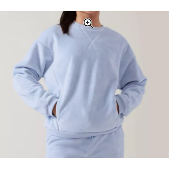 Athleta girl Feeling’ Good 2.0 Blue Fuzzy‎ Sweatshirt Top Girls 7 - Picture 1 of 3